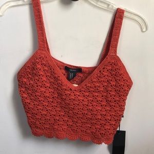Crochet salmon pink bralette crop too M
